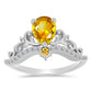 Anillo de Plata con Citrino de los Montes Urales y Topacio Blanco