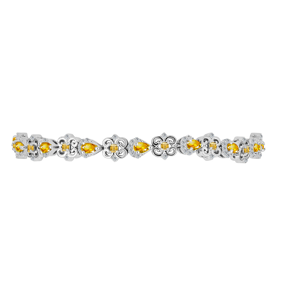 Pulsera de Plata con Citrino de los Montes Urales y Topacio Blanco 2 
