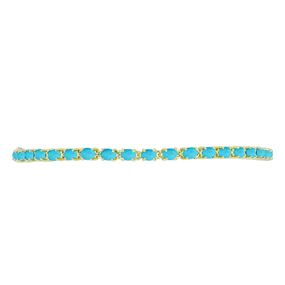 Pulsera de Plata Bañada en Oro con Turquesa Bella Durmiente