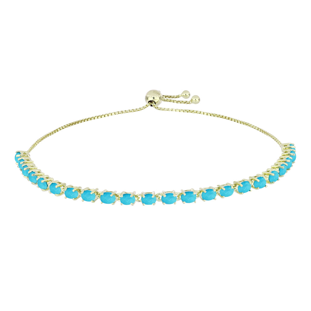 Pulsera de Plata Bañada en Oro con Turquesa Bella Durmiente