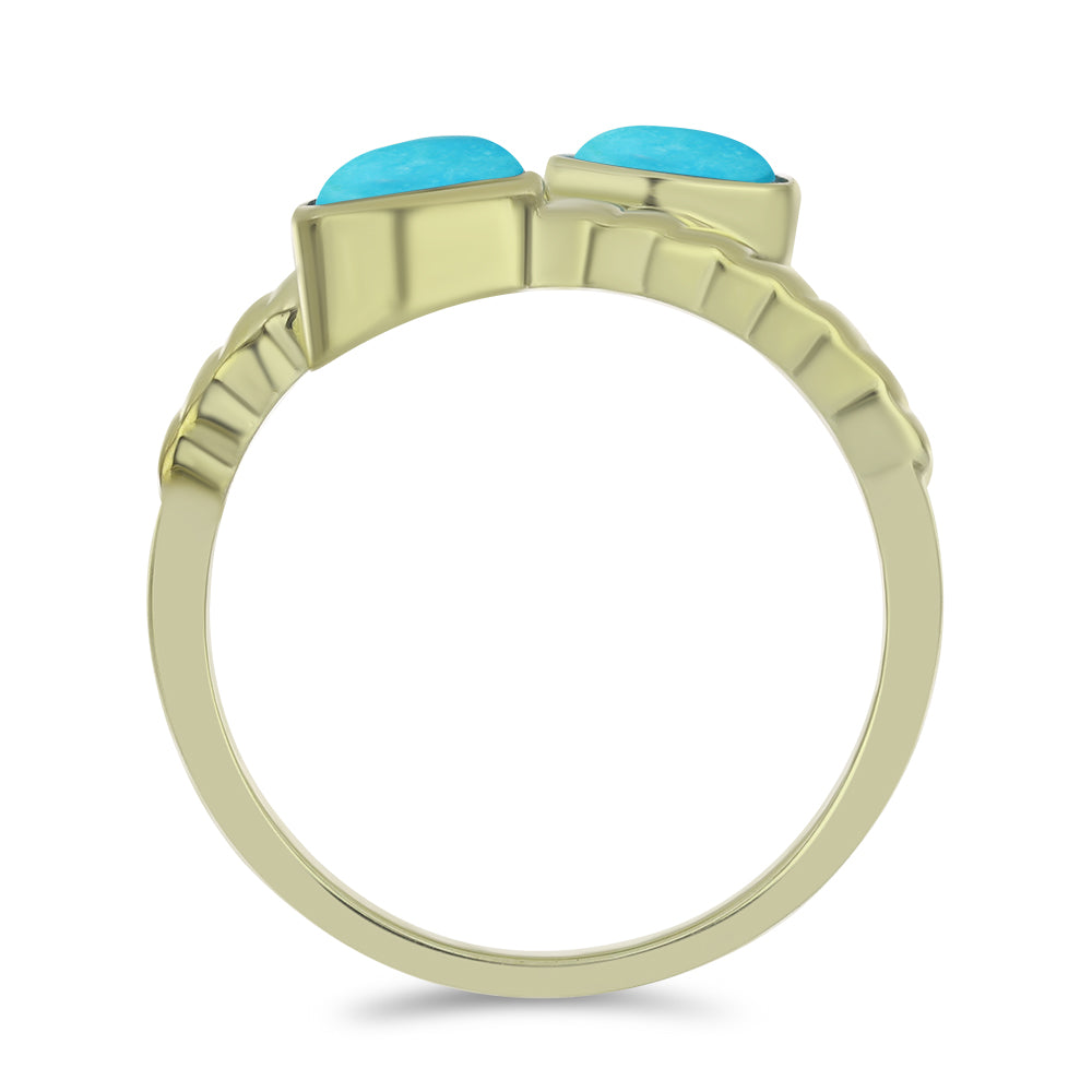 Anillo de Plata Bañada en Oro con Turquesa Bella Durmiente 2 