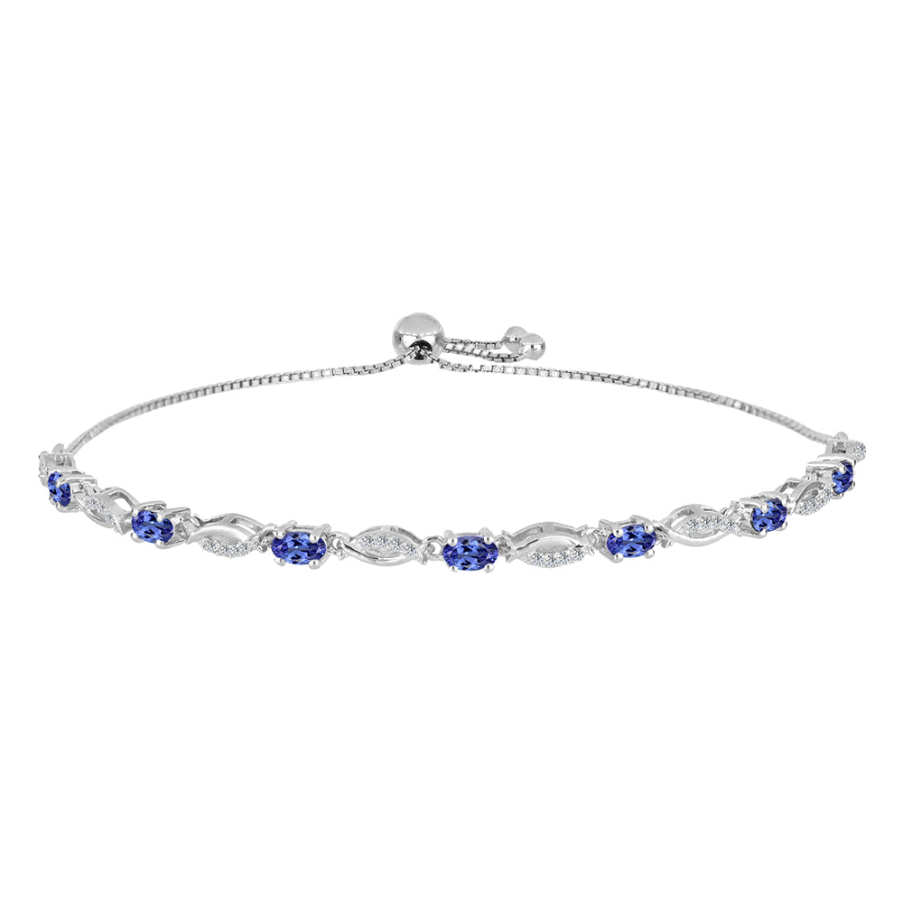 Pulsera de Plata con Tanzanita y Topacio Blanco