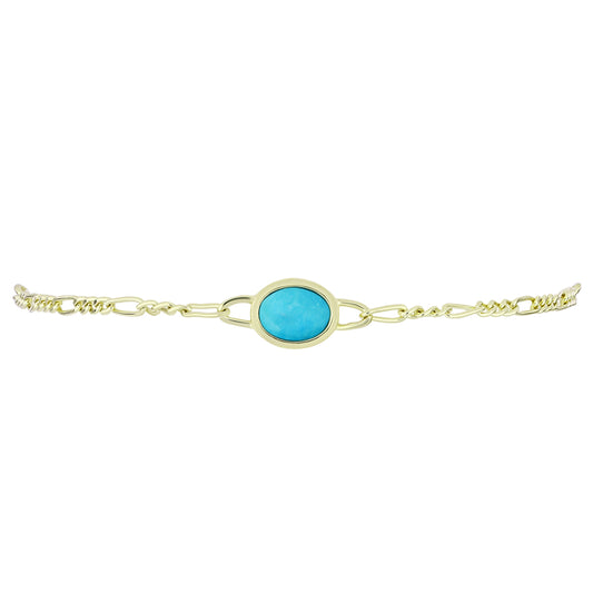 Pulsera de Plata Bañada en Oro con Turquesa Bella Durmiente