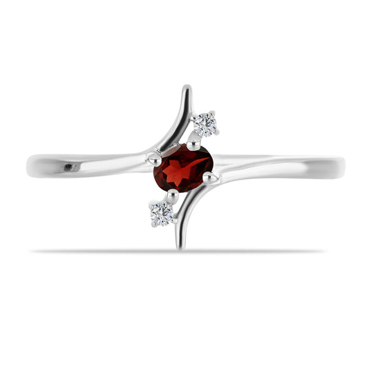 Anillo de Plata con Granate Barton y Topacio Blanco