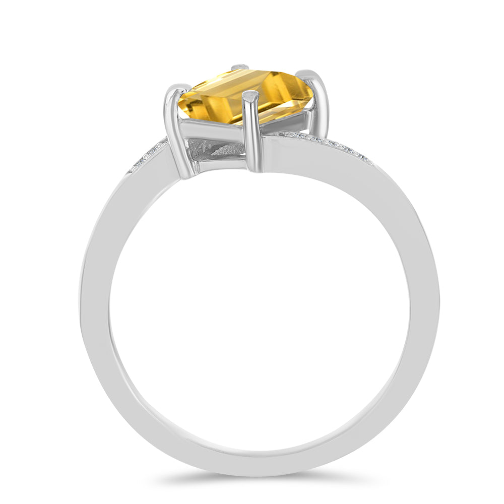 Anillo de Plata con Citrino de los Montes Urales y Topacio Blanco 2 