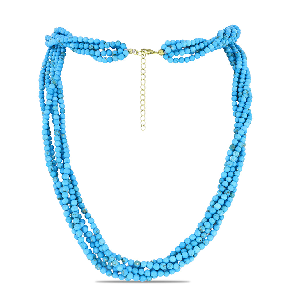 Collar de Plata Bañada en Oro con Turquesa Bella Durmiente 1 