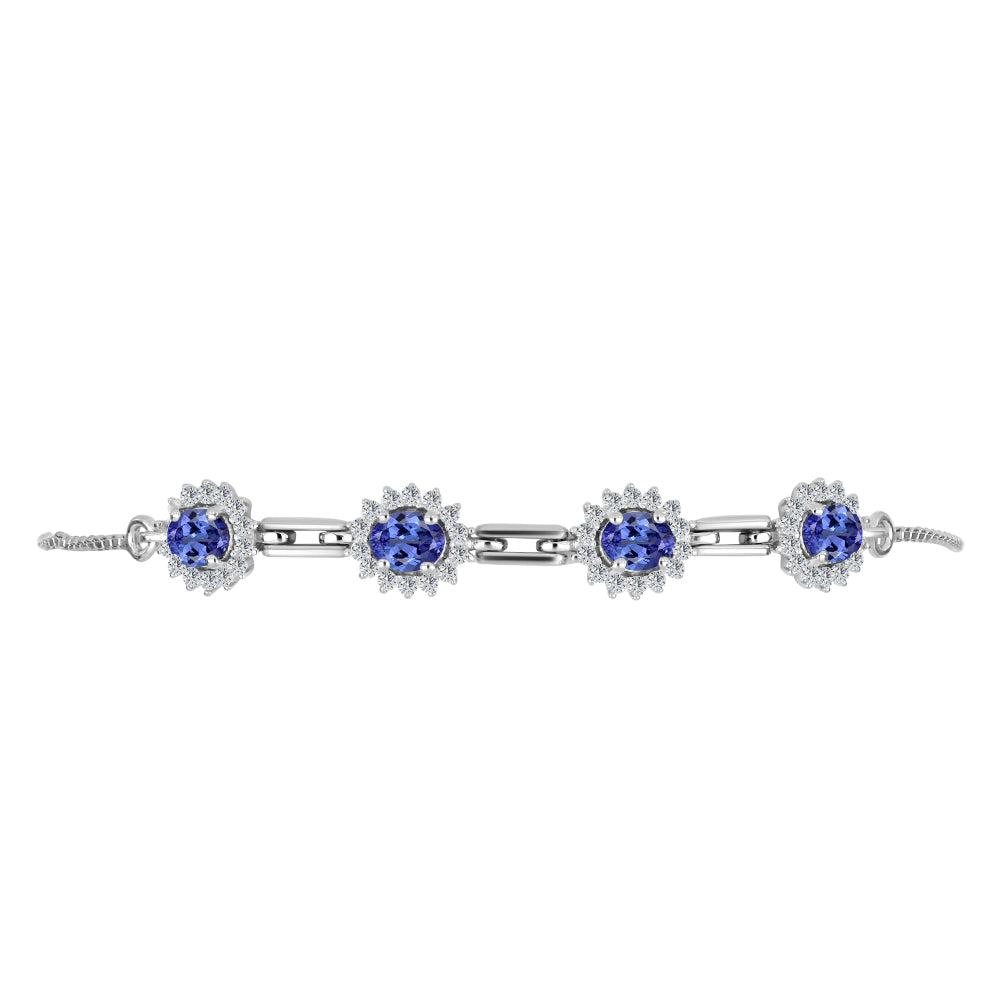 Pulsera de Plata con Tanzanita y Topacio Blanco
