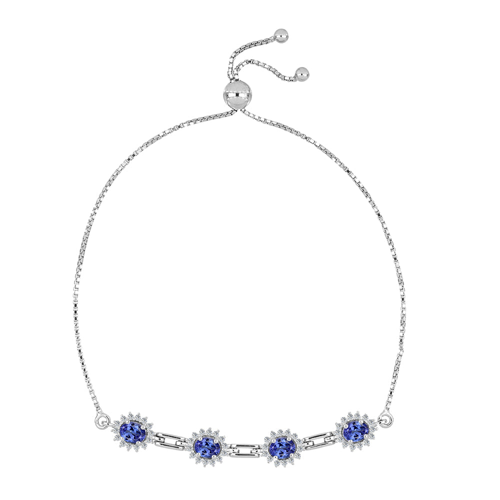 Pulsera de Plata con Tanzanita y Topacio Blanco 1 