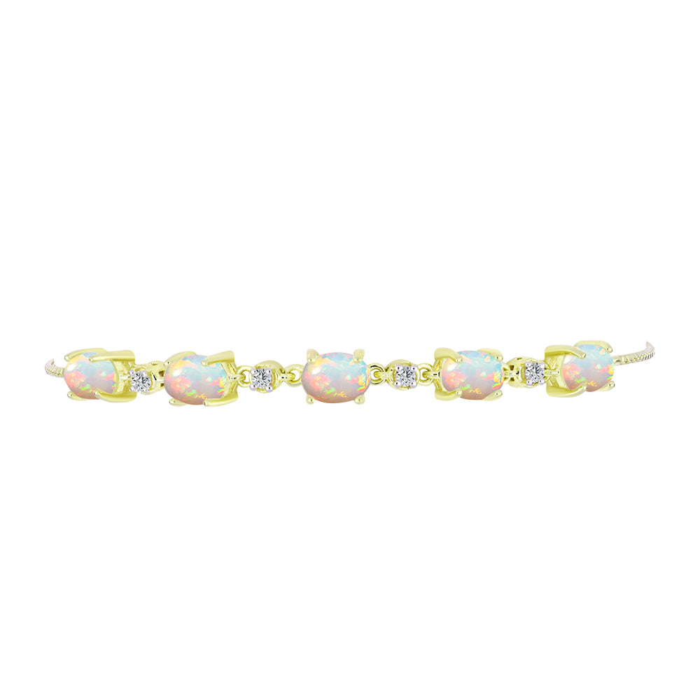Pulsera de Plata Bañada en Oro con Ópalo Etíope de Lega Dembi y Topacio Blanco