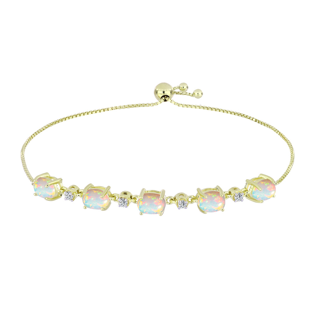 Pulsera de Plata Bañada en Oro con Ópalo Etíope de Lega Dembi y Topacio Blanco 1 