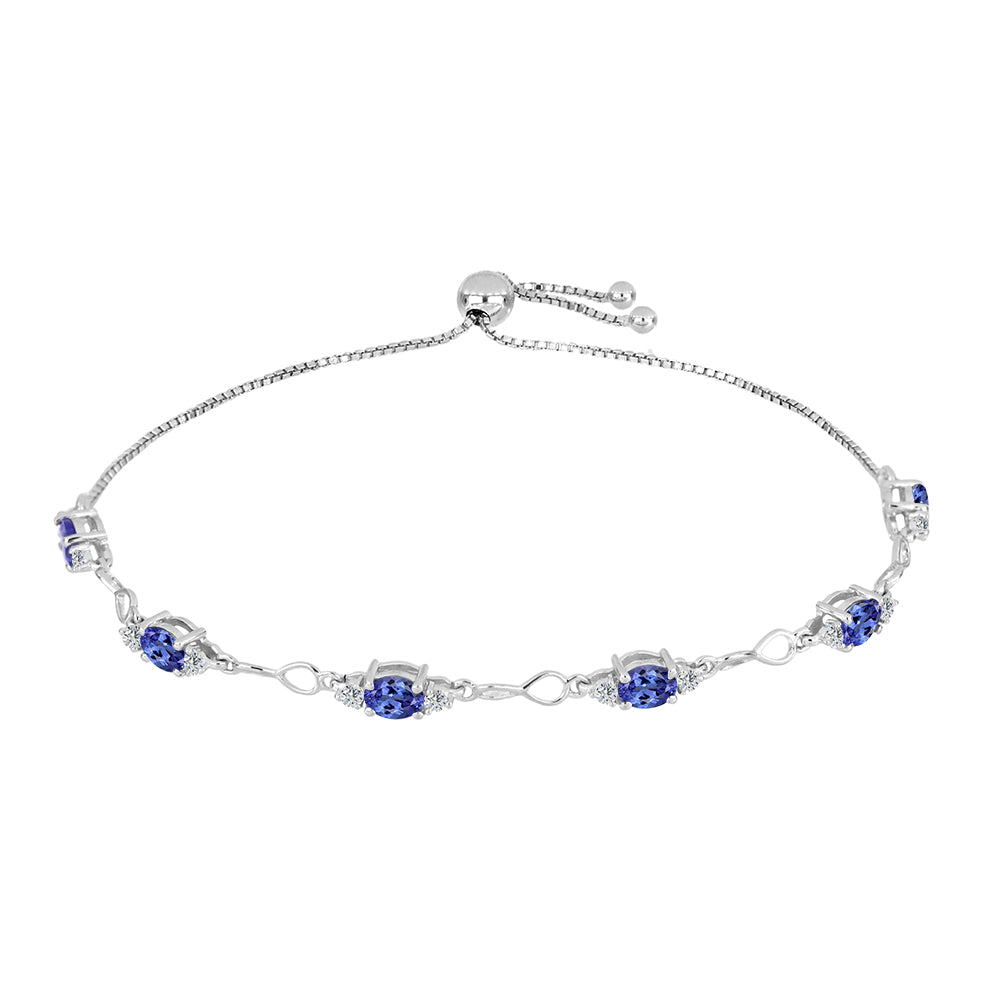 Pulsera de Plata con Tanzanita y Topacio Blanco 1 