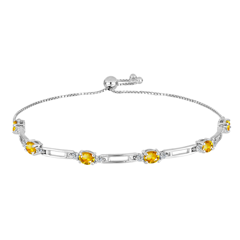 Pulsera de Plata con Citrino de los Montes Urales y Topacio Blanco 1 