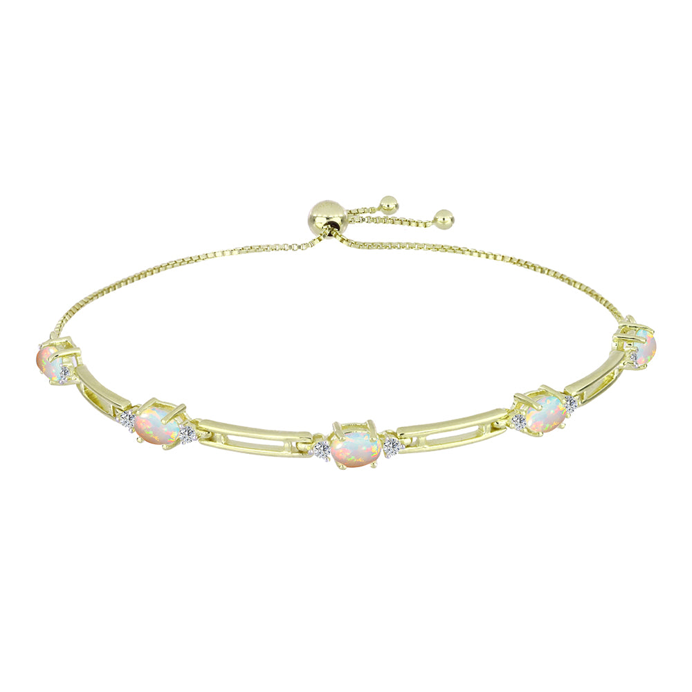 Pulsera de Plata Bañada en Oro con Ópalo Etíope de Lega Dembi y Topacio Blanco 1 