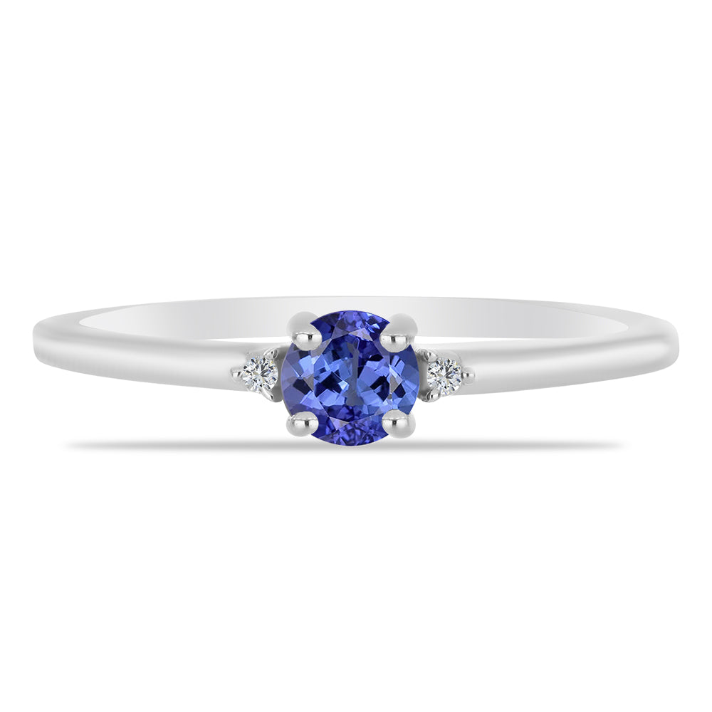 Anillo de Plata con Tanzanita y Topacio Blanco