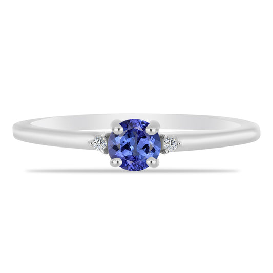 Anillo de Plata con Tanzanita y Topacio Blanco