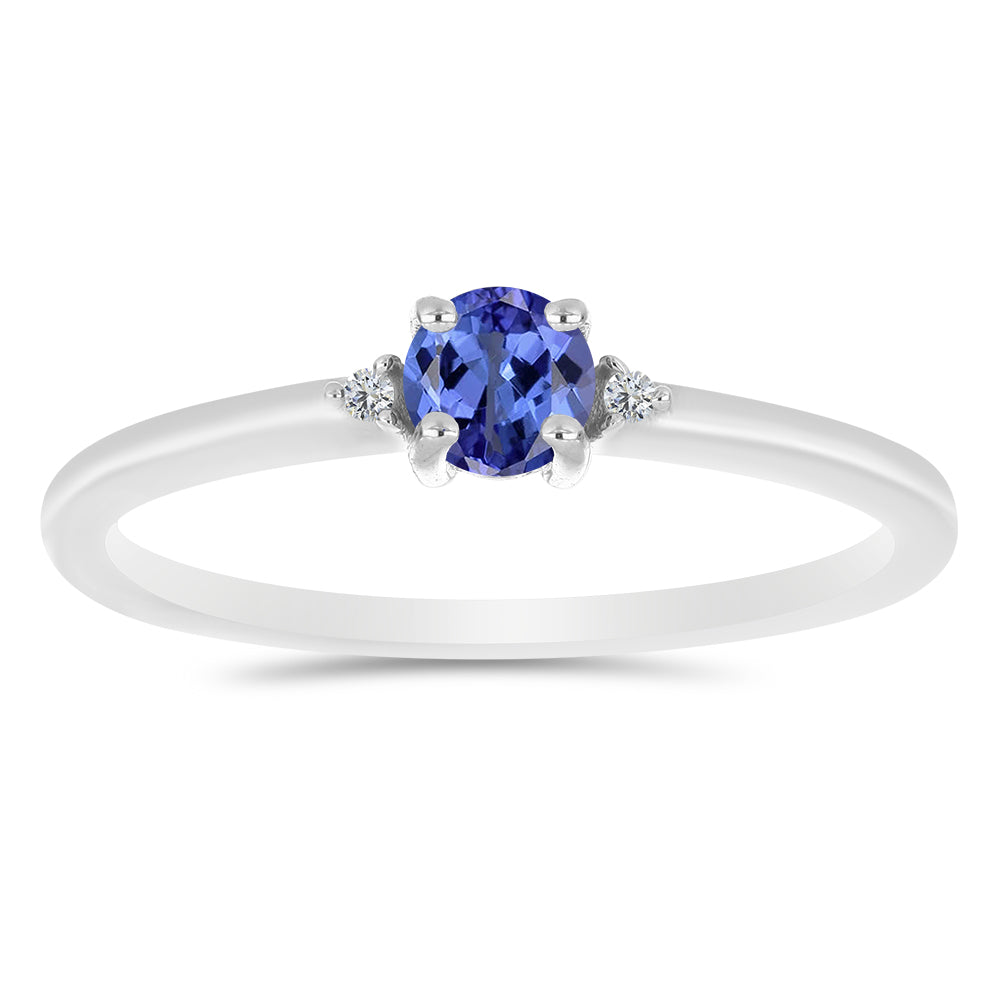 Anillo de Plata con Tanzanita y Topacio Blanco 3 