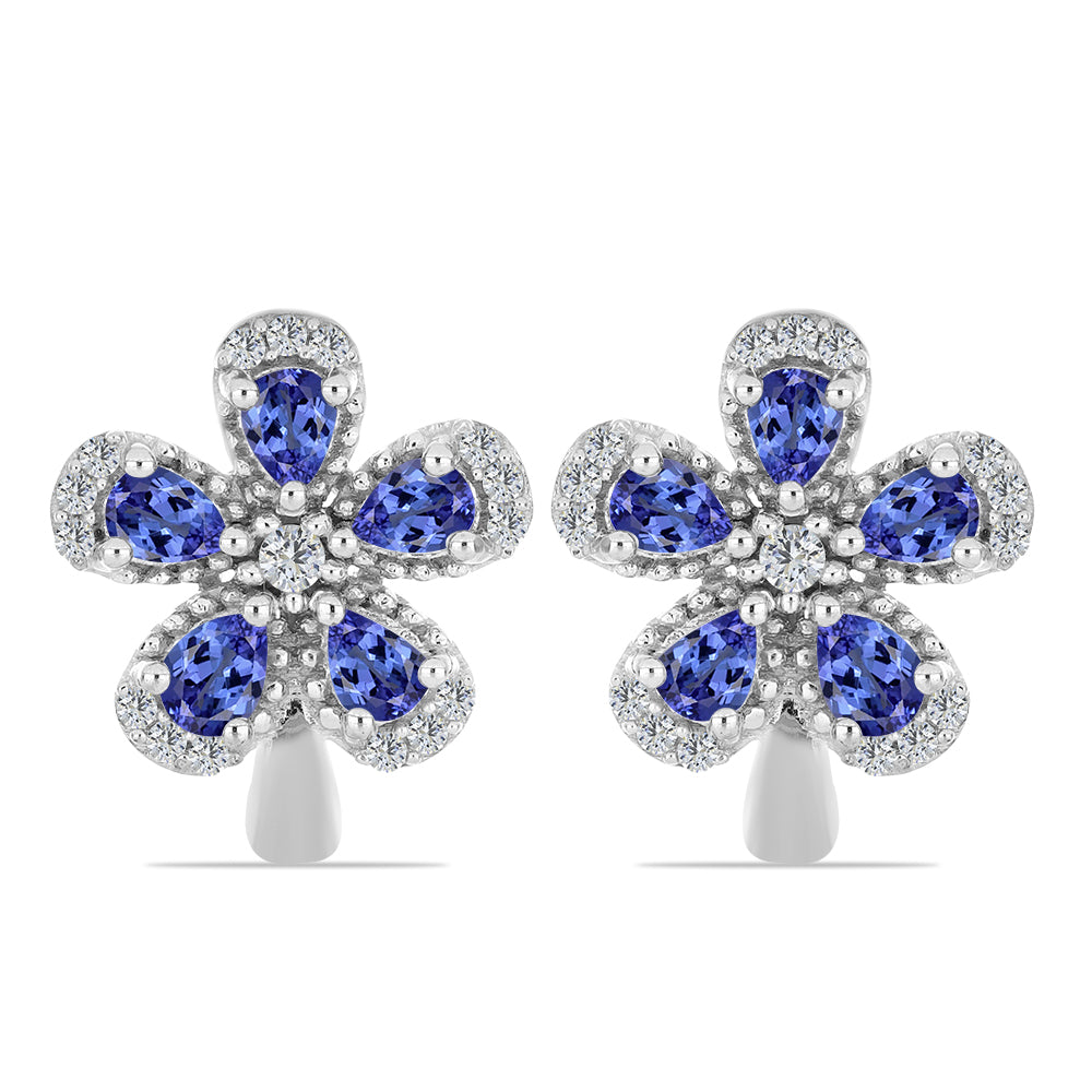 Pendientes de Plata con Tanzanita y Topacio Blanco 1 