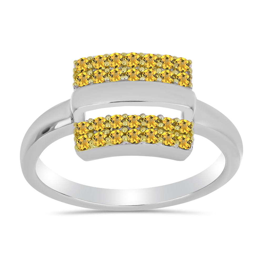 Anillo de Plata Bañada en Oro con Citrino de los Montes Urales