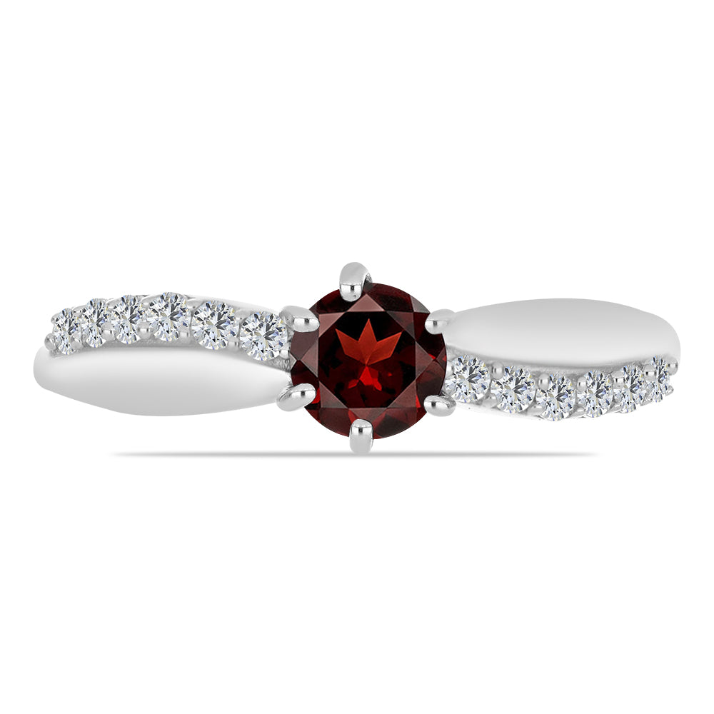 Anillo de Plata con Granate Barton y Topacio Blanco 2 