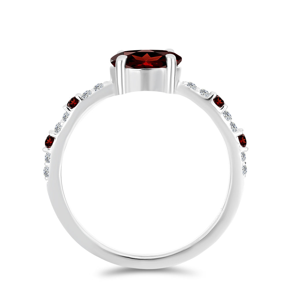 Anillo de Plata con Granate Barton y Topacio Blanco 3 