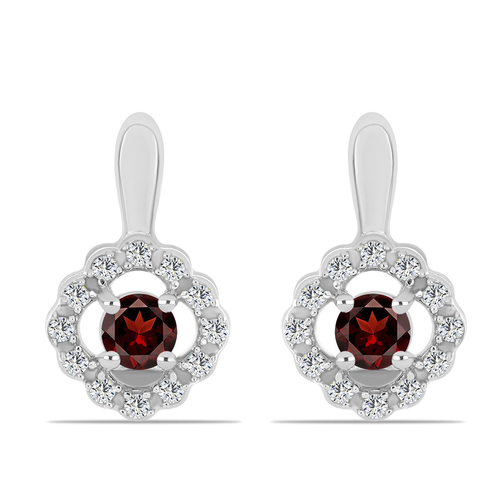 Pendientes de Plata con Granate Barton y Topacio Blanco 1 