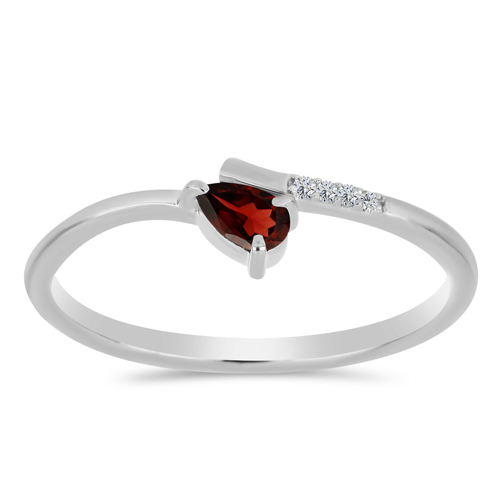 Anillo de Plata con Granate Barton y Topacio Blanco