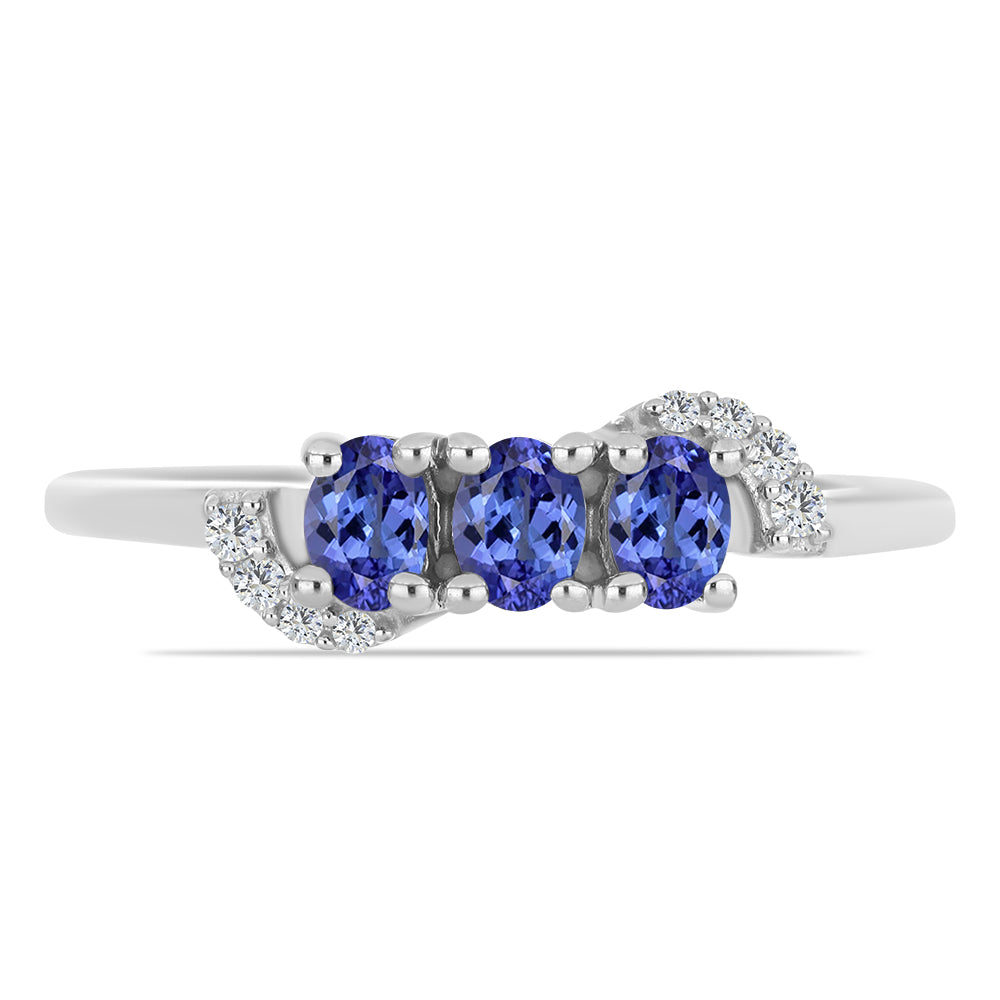 Anillo de Plata con Tanzanita y Topacio Blanco 1 