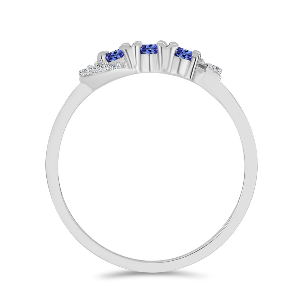 Anillo de Plata con Tanzanita y Topacio Blanco 2 