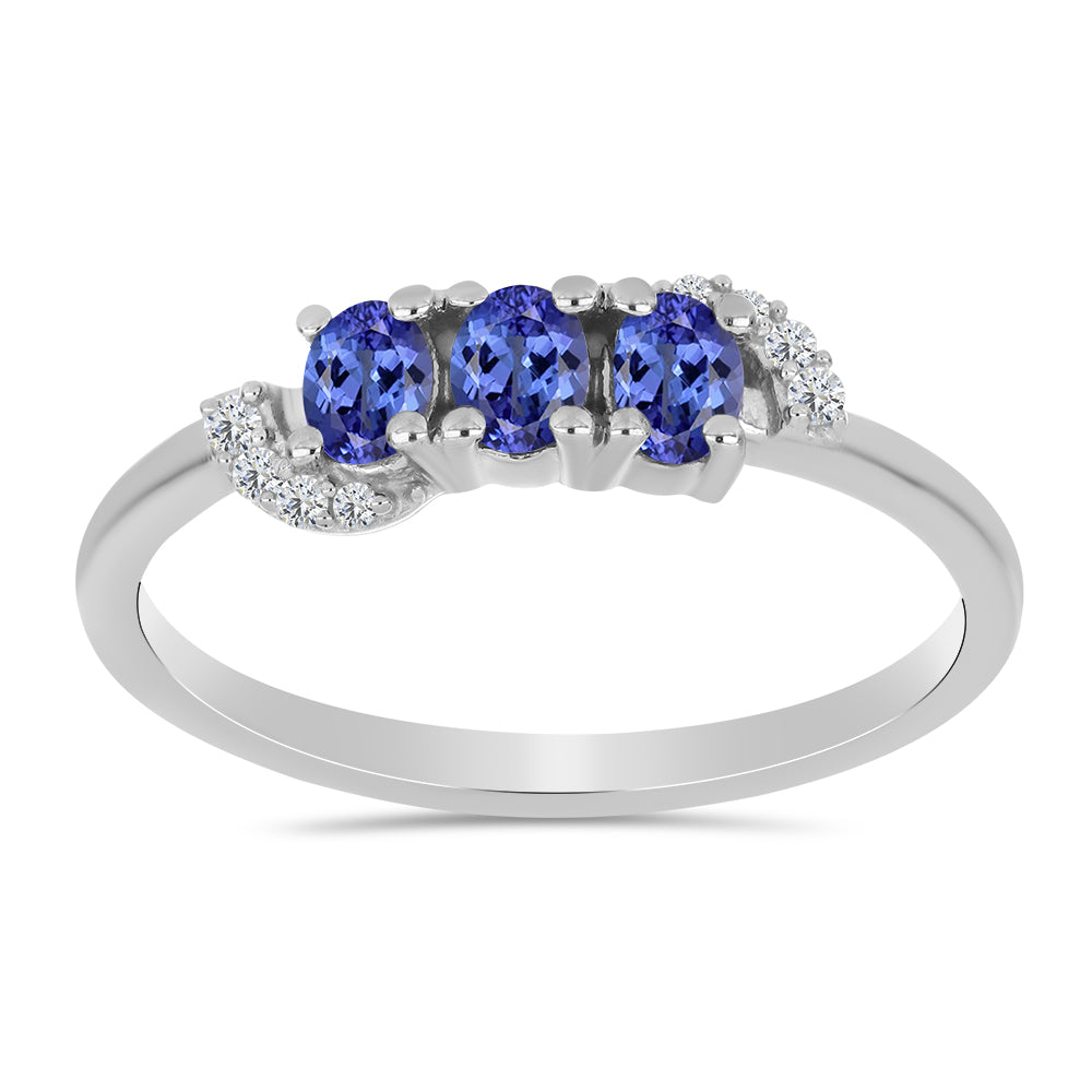Anillo de Plata con Tanzanita y Topacio Blanco 3 