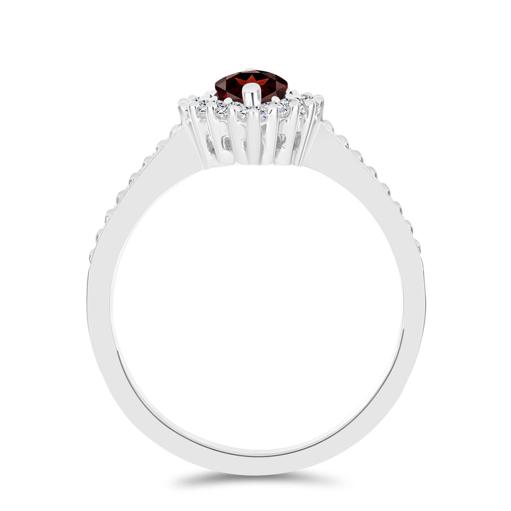 Anillo de Plata con Granate Barton y Topacio Blanco 2 