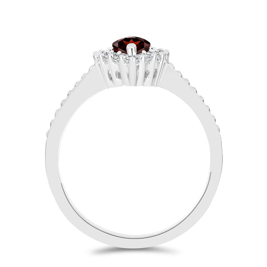 Anillo de Plata con Granate Barton y Topacio Blanco