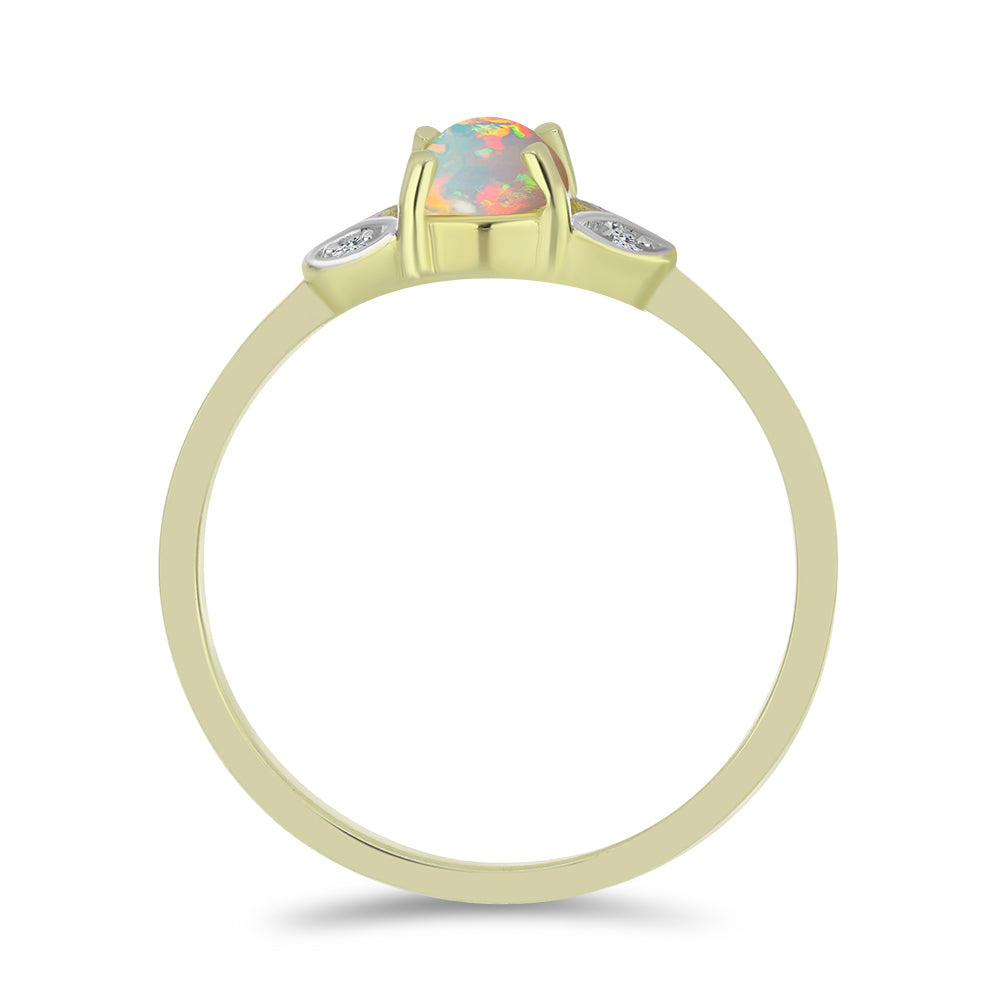 Anillo de Plata Bañada en Oro con Ópalo Etíope de Lega Dembi y Topacio Blanco 3 