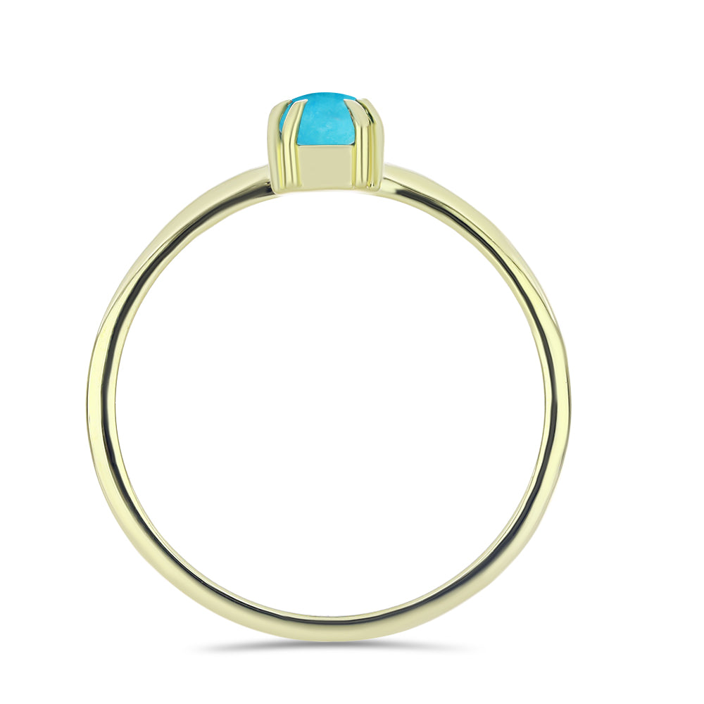 Anillo de Plata Bañada en Oro con Turquesa Bella Durmiente 3 