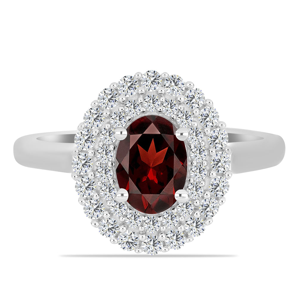Anillo de Plata con Granate Barton y Topacio Blanco 1 