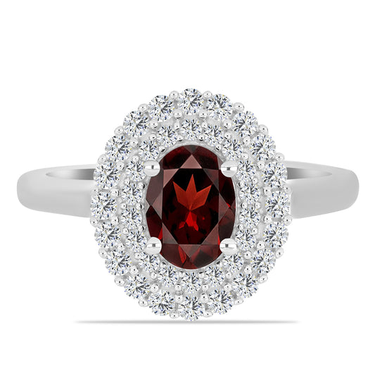 Anillo de Plata con Granate Barton y Topacio Blanco