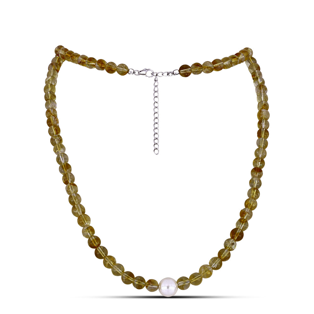 Collar de Plata con Citrino de los Montes Urales y Perla de Agua Dulce 1 