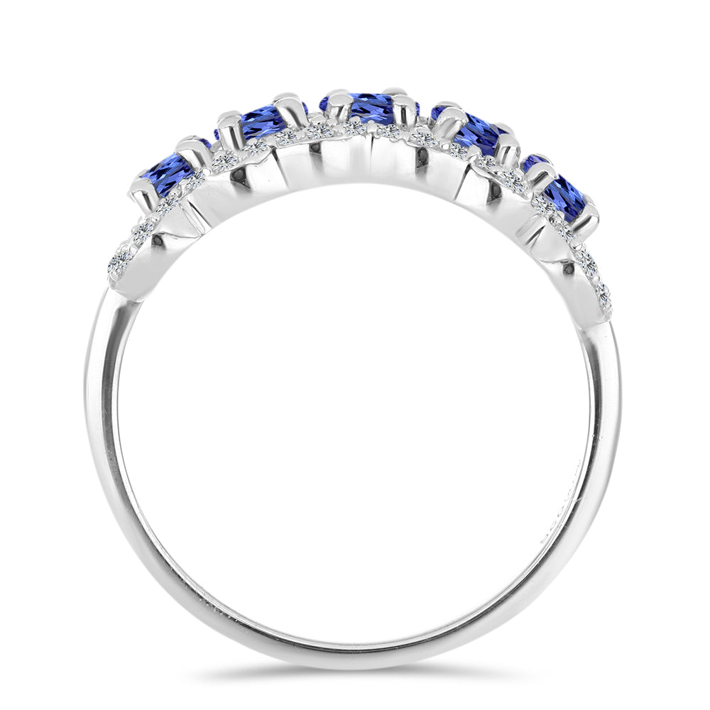 Anillo de Plata con Tanzanita y Topacio Blanco 2 