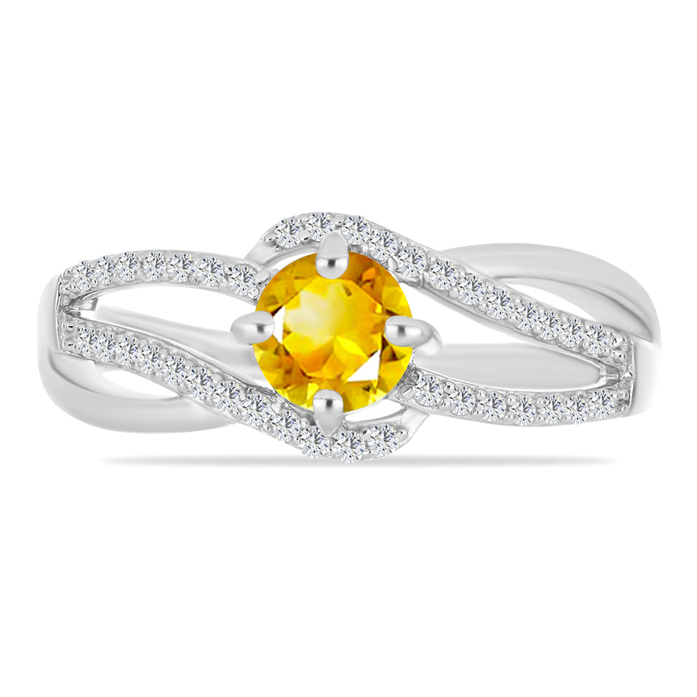 Anillo de Plata con Citrino de los Montes Urales y Topacio Blanco 2 