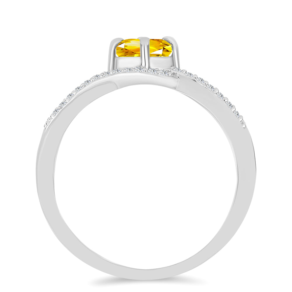 Anillo de Plata con Citrino de los Montes Urales y Topacio Blanco 3 