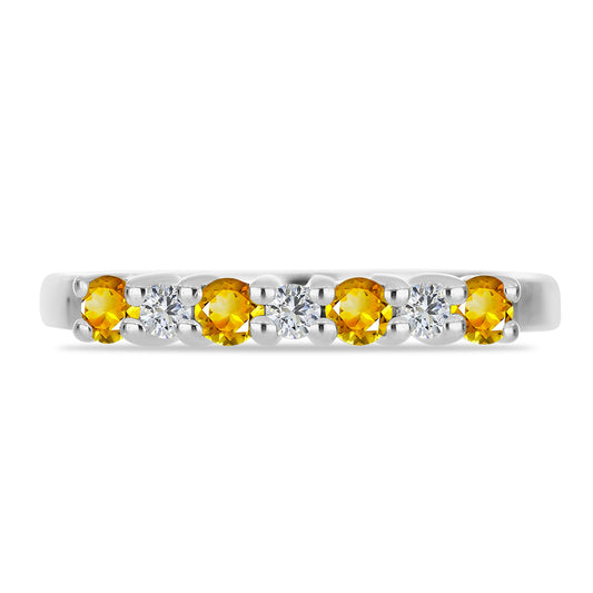 Anillo de Plata con Citrino de los Montes Urales y Topacio Blanco