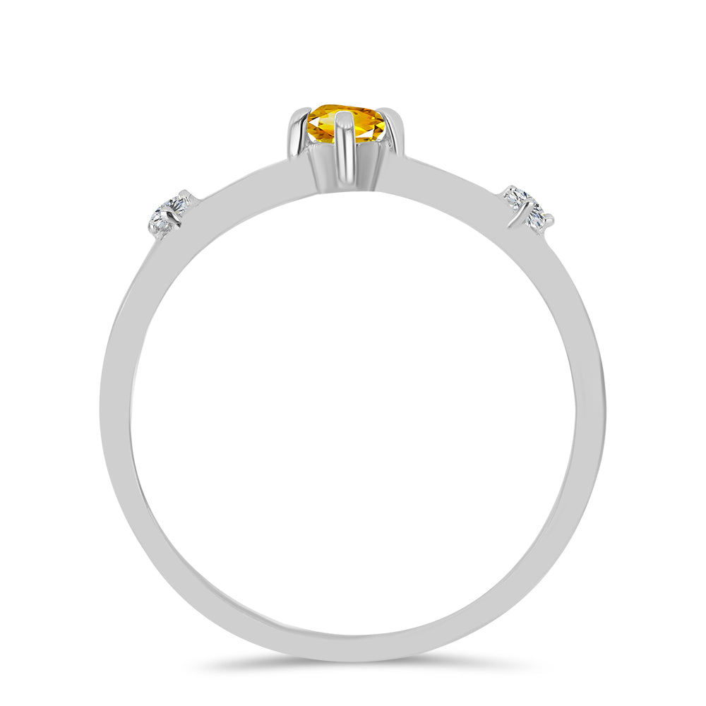 Anillo de Plata con Citrino de los Montes Urales y Topacio Blanco 3 