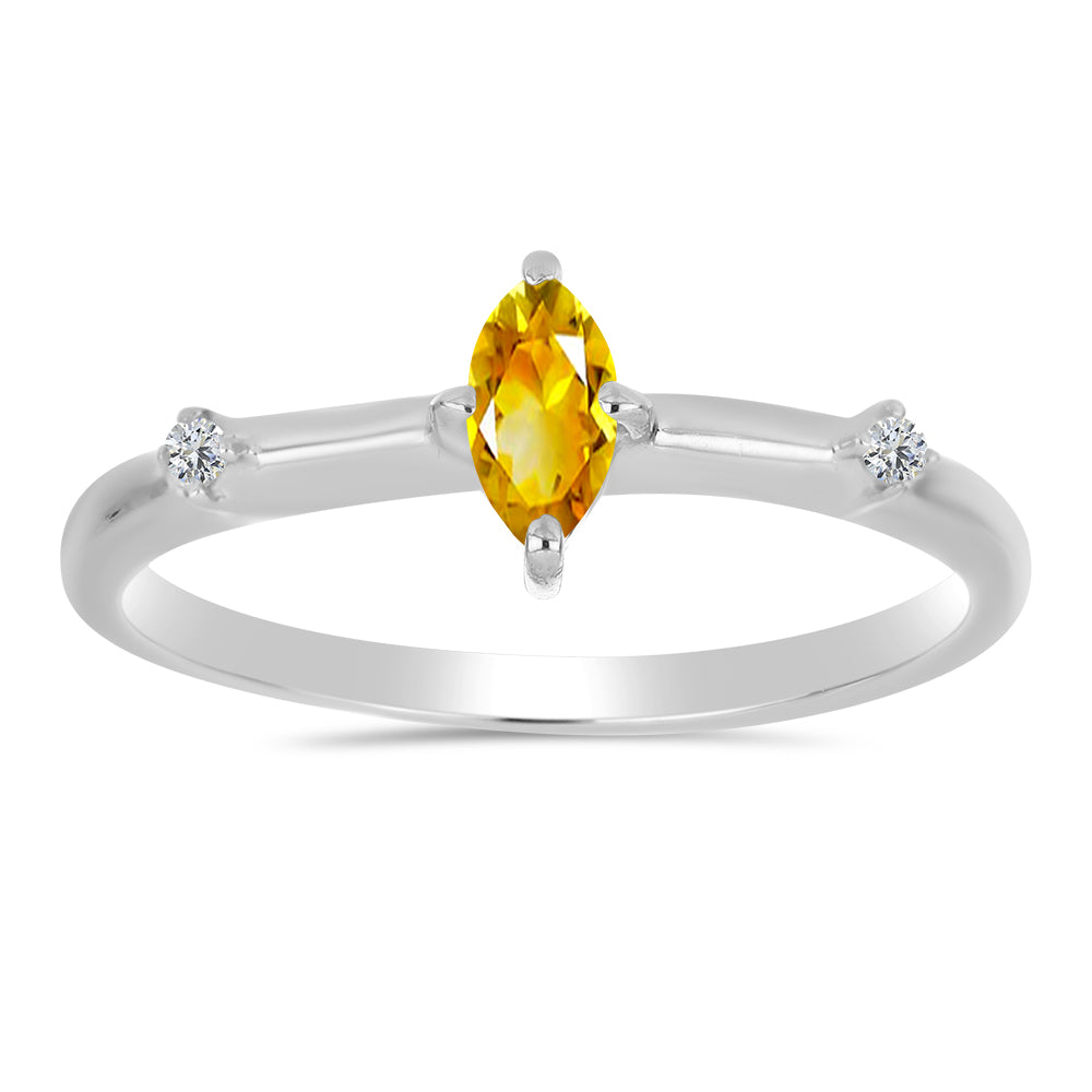 Anillo de Plata con Citrino de los Montes Urales y Topacio Blanco 1 
