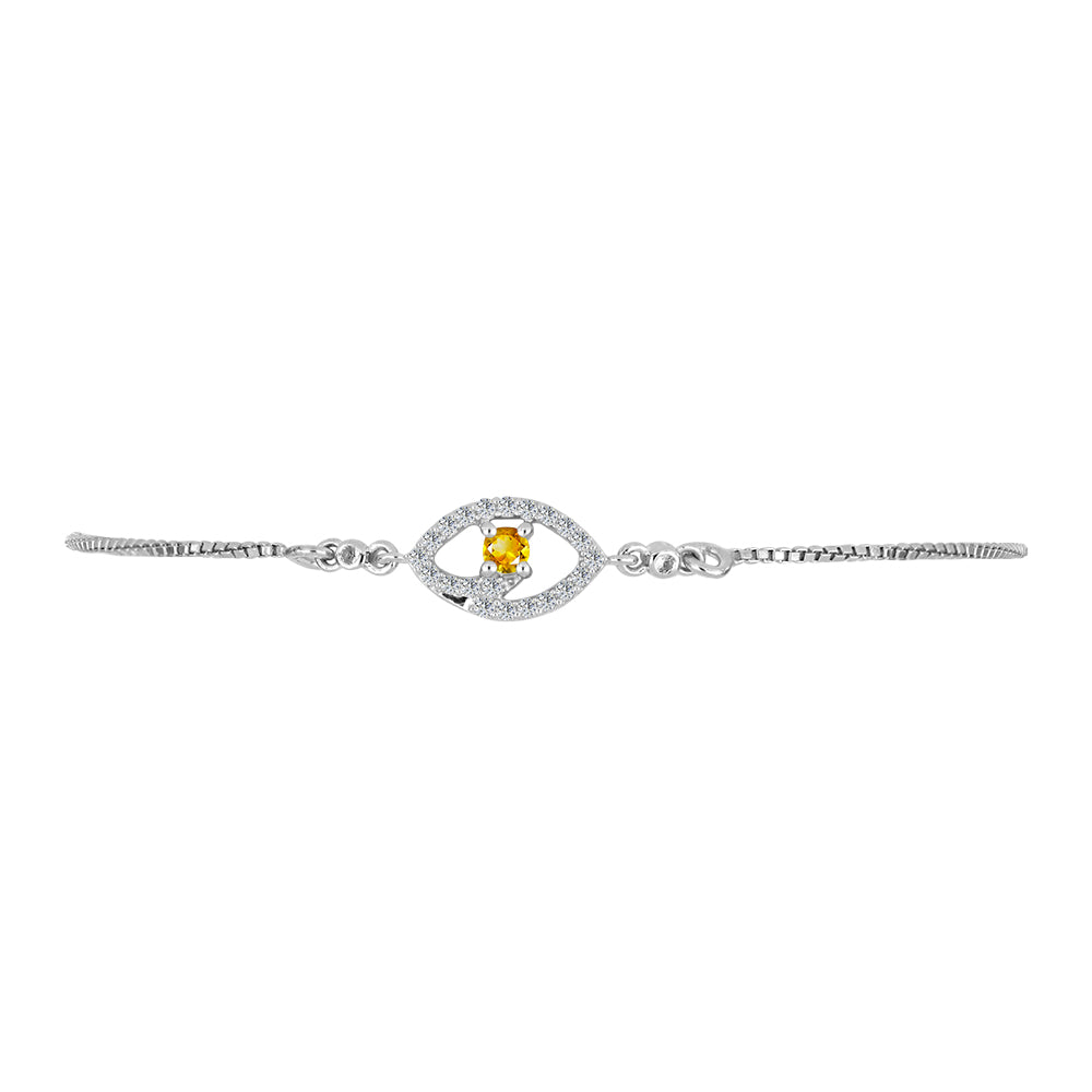Pulsera de Plata con Citrino de los Montes Urales y Topacio Blanco 2 