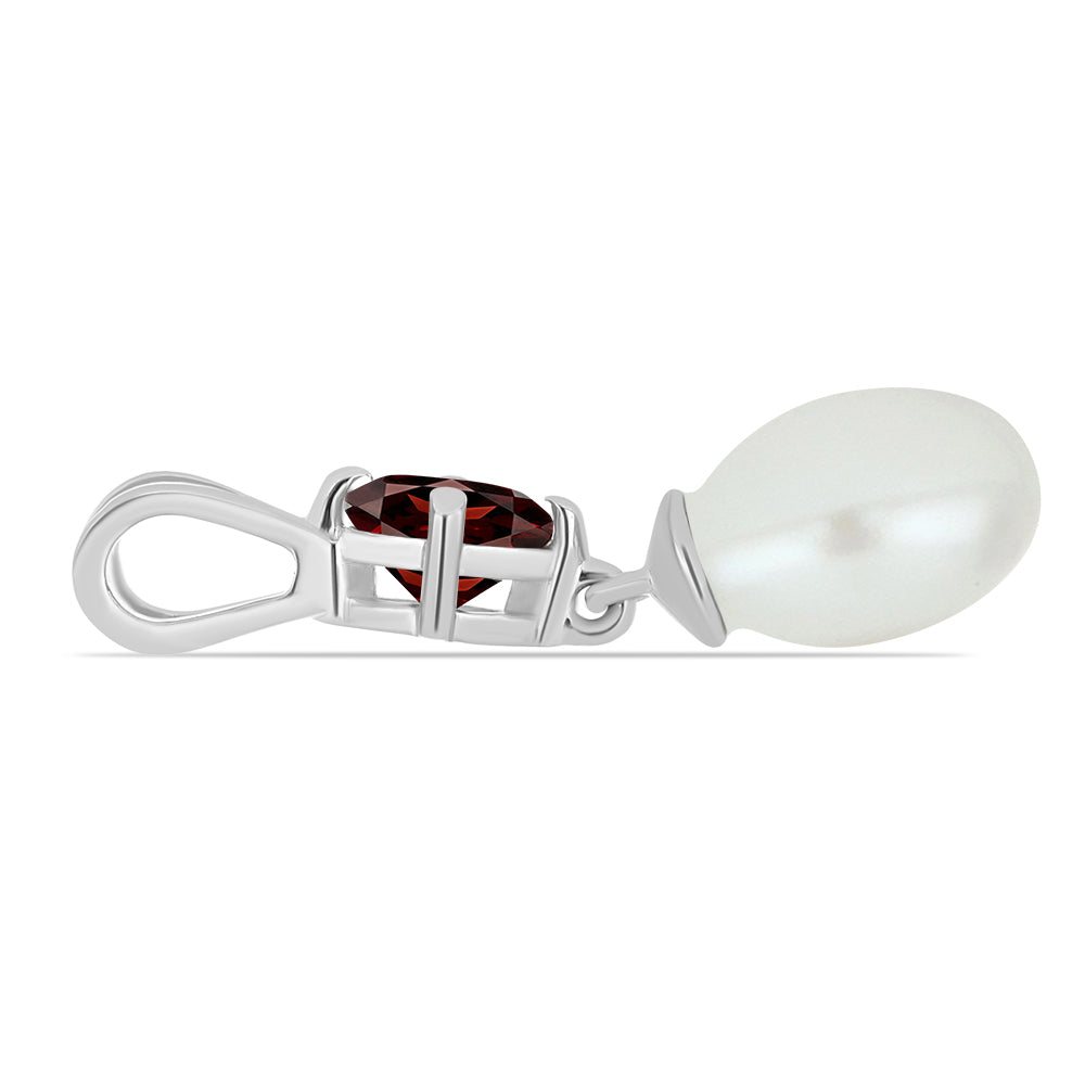 Colgante de Plata con Granate Barton y Perla de Agua Dulce 2 