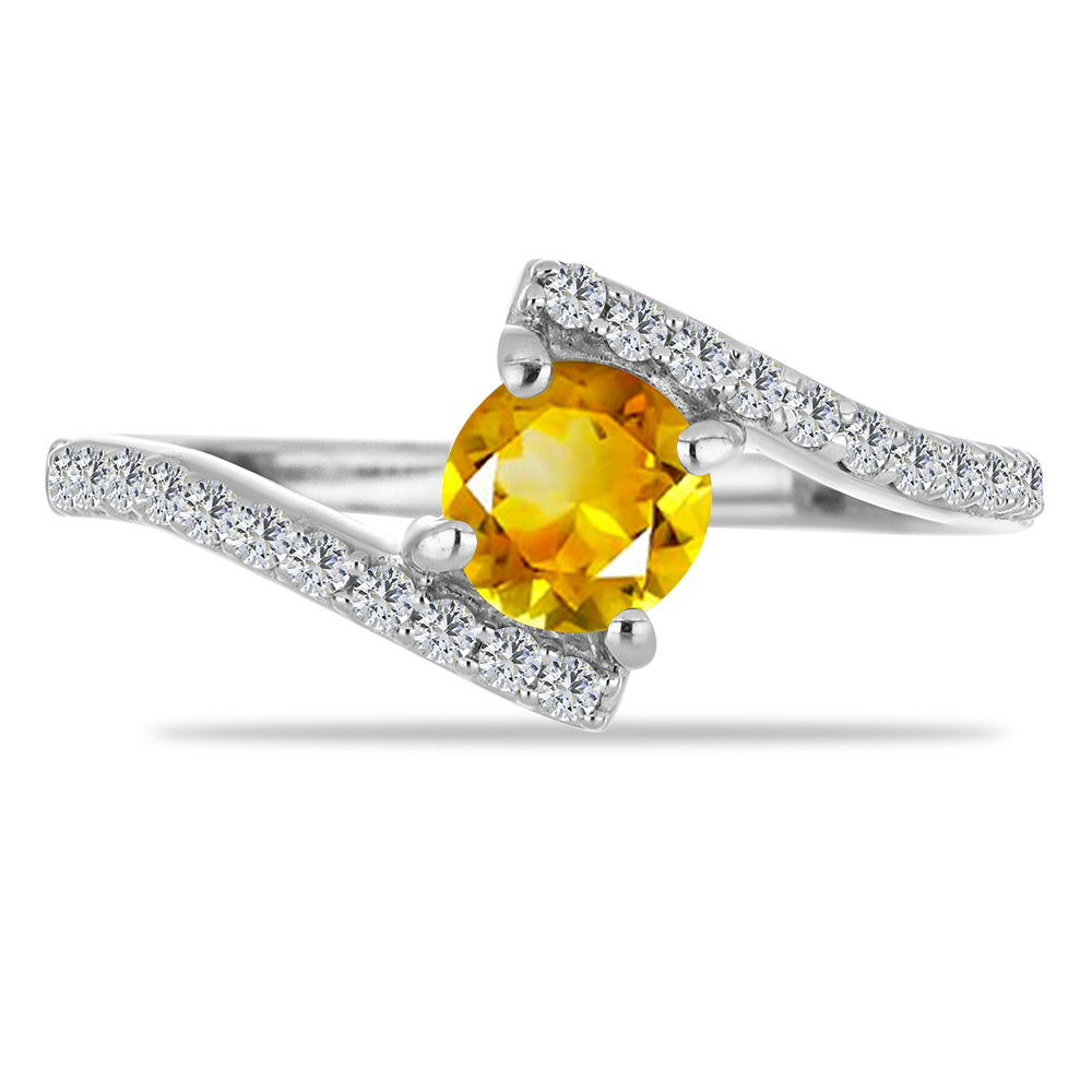 Anillo de Plata con Citrino de los Montes Urales y Topacio Blanco 2 
