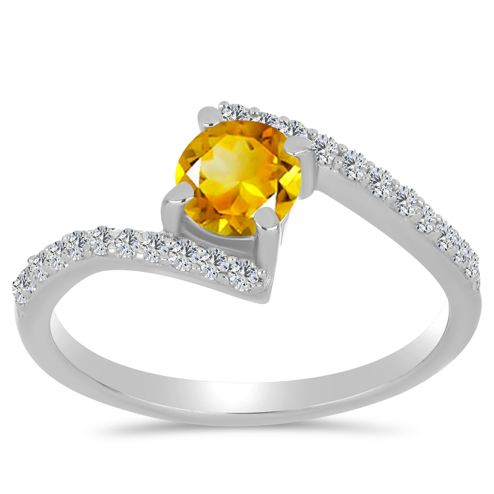 Anillo de Plata con Citrino de los Montes Urales y Topacio Blanco 1 