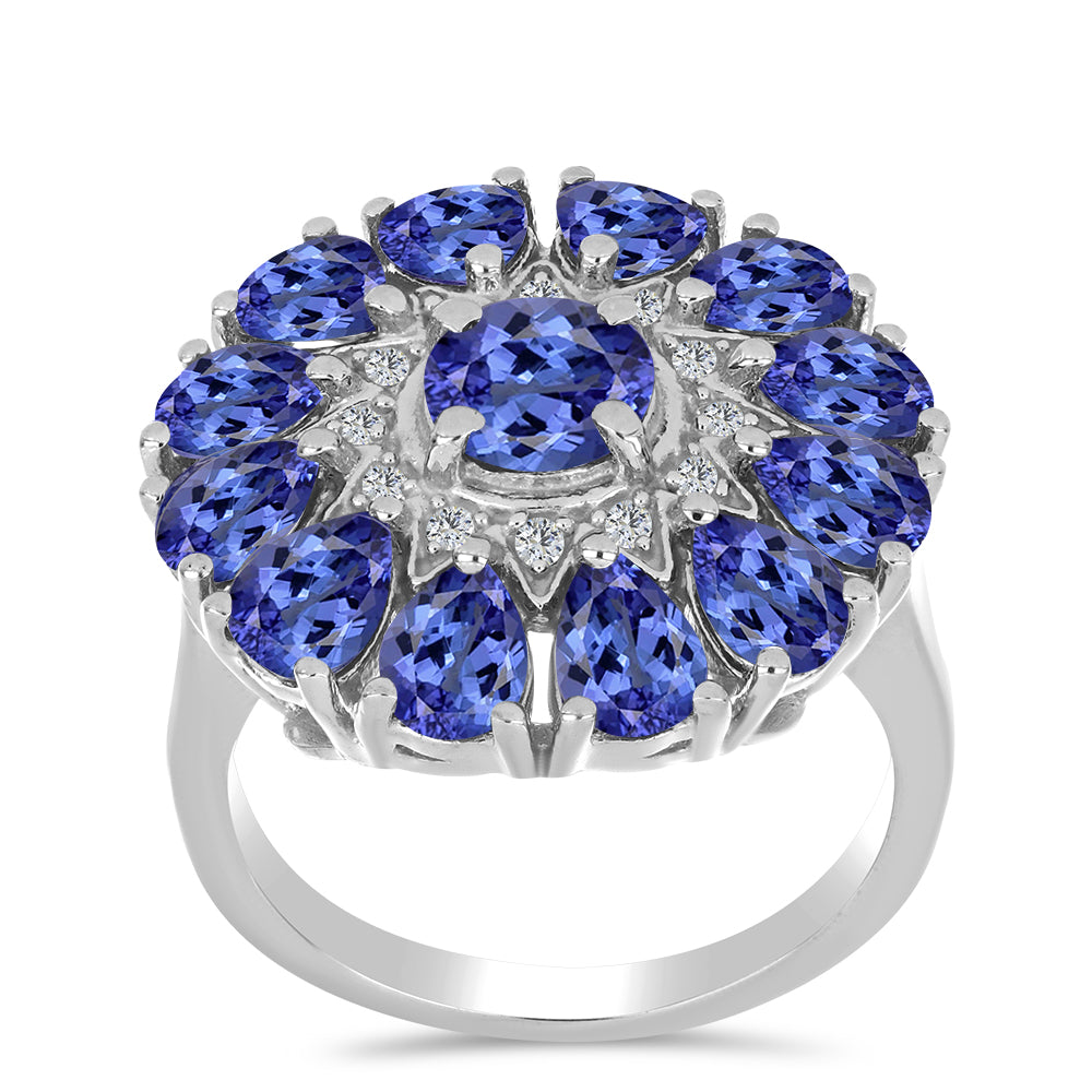Anillo de Plata con Tanzanita y Topacio Blanco