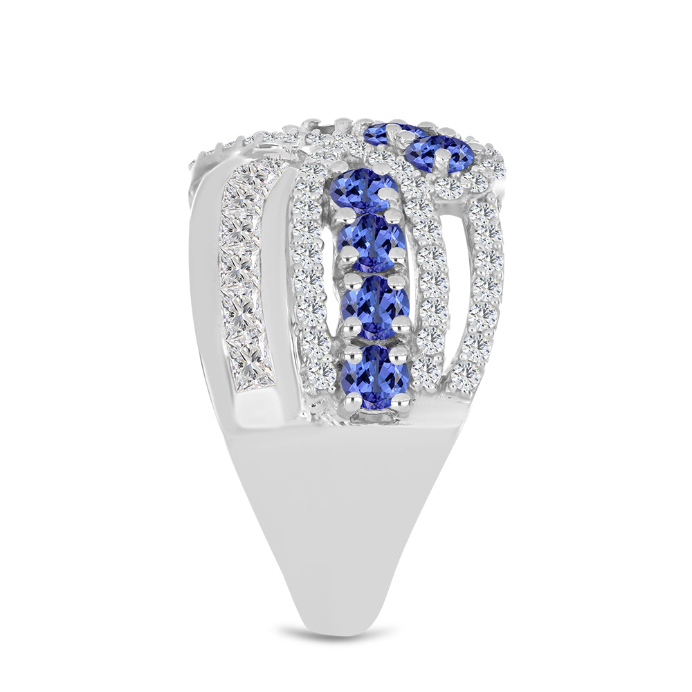 Anillo de Plata con Tanzanita y Topacio Blanco