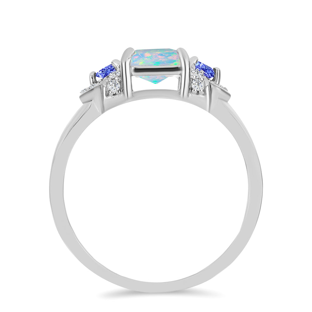 Anillo de Plata con Tanzanita y Ópalo Etíope de Lega Dembi