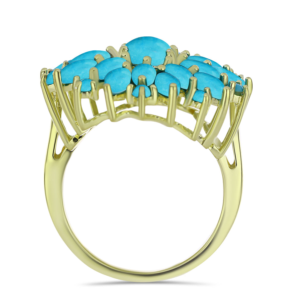 Anillo de Plata Bañada en Oro con Turquesa Bella Durmiente